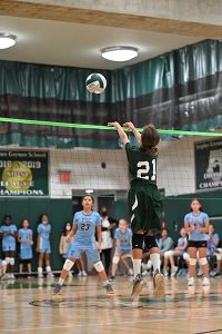 Gaynor volleyball player sets the ball