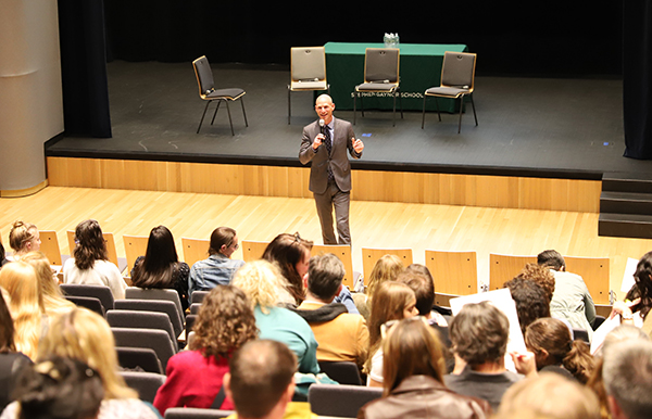 Head of School Dr. Scott Gaynor welcomes the audience to The Disruptors.